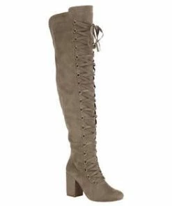 NATURE BREEZE CACHE-04 OK Over The Knee High Lace Up Boots