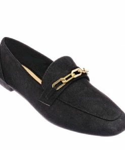 BAMBOO APPROACH-02 Penny Loafer Horsebit Gold Chain Almond Toe Women Shoes