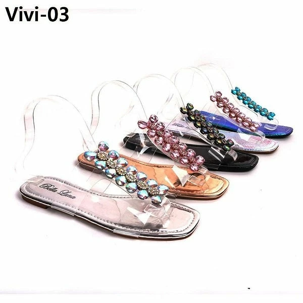 BELLA LUNA VIVI-03 - Women's Clear Band Slipper Sandals