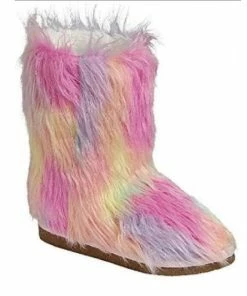 FOREVER ALICE-11 Faux Fur Winter Rainbow Snow Boots For Ladies