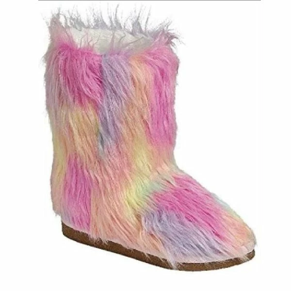 FOREVER ALICE-11 Faux Fur Winter Rainbow Snow Boots For Ladies