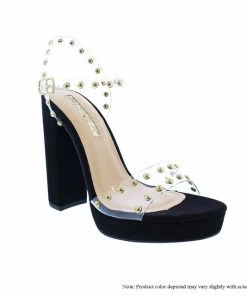 LILIANA CARDI-12 Clear Chunky Block Fashion Heels Sandals