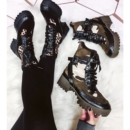 CAPE ROBBIN CHASE Women's Lace Up Combat Booties