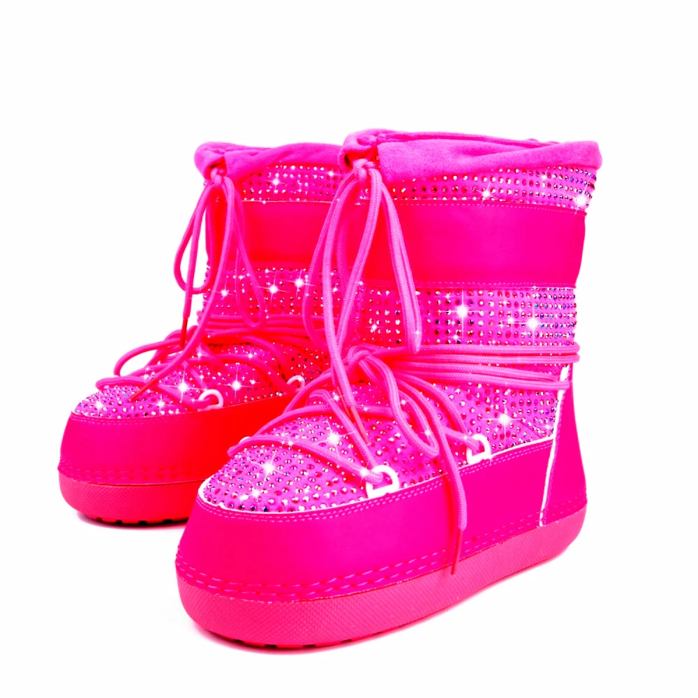 CAPE ROBBIN FREEZE- Women's Ankle High Snow Rhinestones Boots