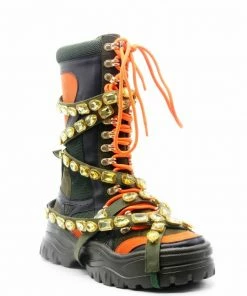 CAPE ROBBIN HIGH HOPES - Jeweled Platform Combat Fashion Boot