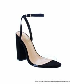 LILIANA ILYSE-91 Clear Strap Ankle Strap Block Heels