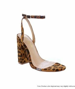 LILIANA ILYSE-91 Clear Strap Ankle Strap Block Heels