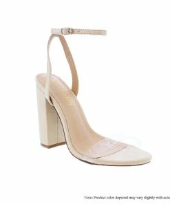 LILIANA ILYSE-91 Clear Strap Ankle Strap Block Heels