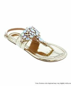 LILIANA MARLO-18 Beadded Crystal Cute Flat Sandals For Women's