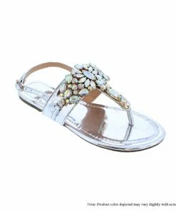 LILIANA MARLO-18 Beadded Crystal Cute Flat Sandals For Women's