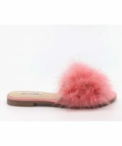 CAPE ROBBIN SANDAL-1 - Faux Fur Flat Sandals