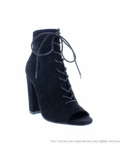 LILIANA SAGE-110 - Lace Up Chunky Heeled Booties