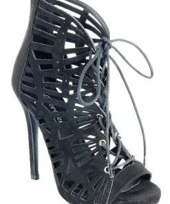 FOREVER BLOSSOM-06 Lace Up Peep Toe Stilettos Heels Booties