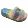 CAPE ROBBIN COLUMBIA-M Women's Rhinestone Cute Fur Flat Sandals