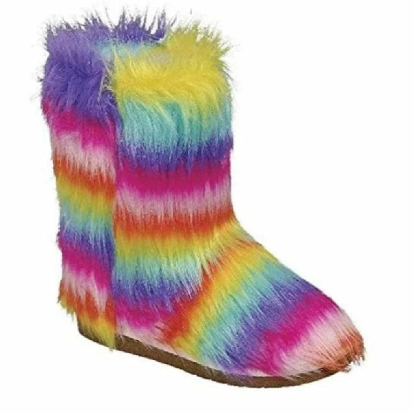 FOREVER ALICE-11 Faux Fur Winter Rainbow Snow Boots For Ladies