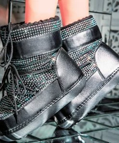 CAPE ROBBIN FREEZE- Women's Ankle High Snow Rhinestones Boots