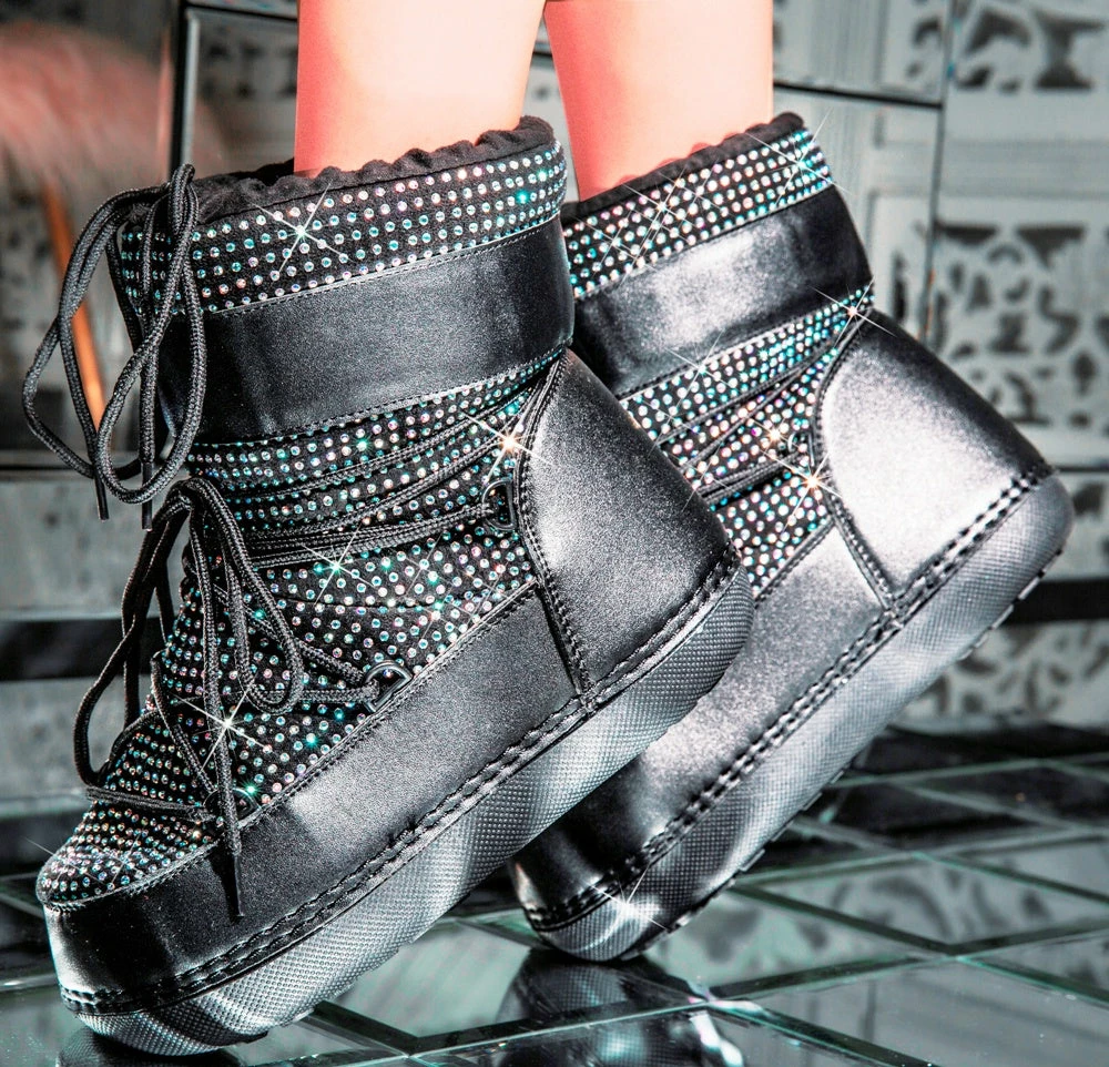 CAPE ROBBIN FREEZE- Women's Ankle High Snow Rhinestones Boots