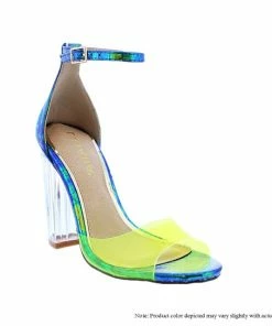 LILIANA Heels FIESTA-11 Ankle Strap Transparent Block Heel