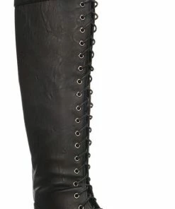 NATURE BREEZE LUG-48 OK Knee High Lace Up Combat Boots For Ladies